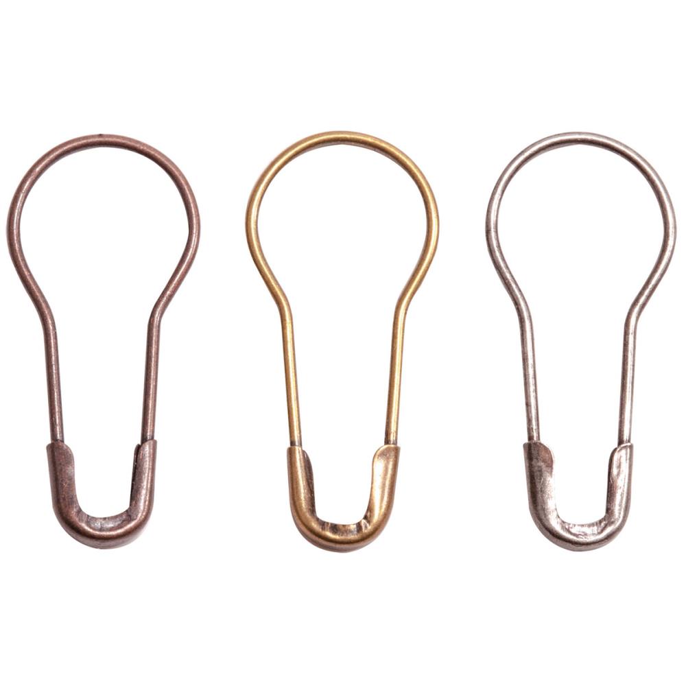 Idea-Ology Metal Loop Pins 1" 24/Pkg Antique Nickel, Brass & Copper