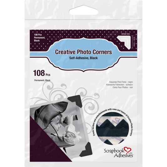 Paper Photo Corners Self-Adhesive 108/Pk Black
