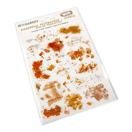 49 And Market Essential Textblends Rub-Ons 6"X8" 2/Pkg Citrus