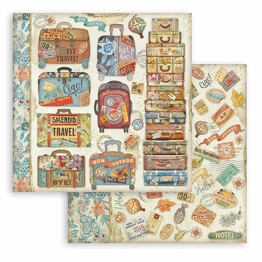 Stamperia Double-Sided Cardstock 12"X12" Art Of Travelling Suitcases