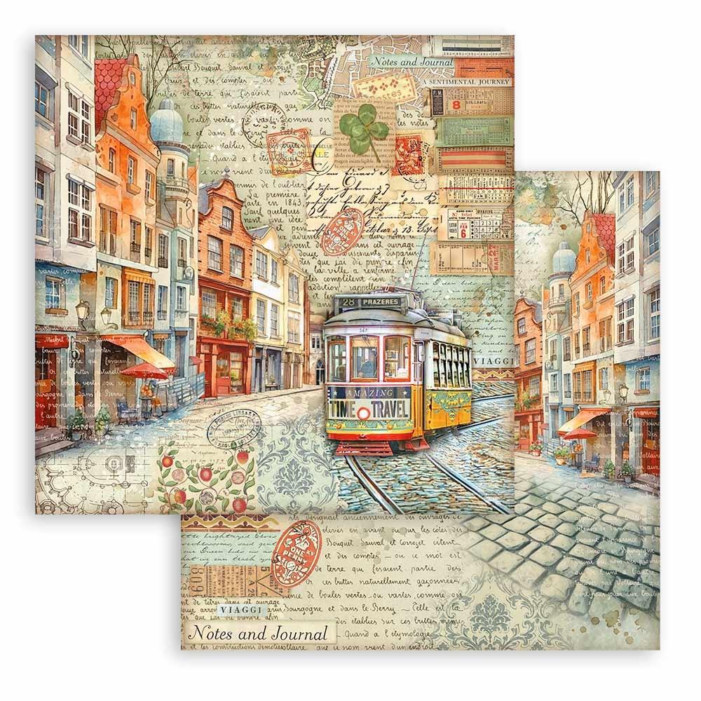 Stamperia Double-Sided Cardstock 12"X12" Art Of Travelling Tram