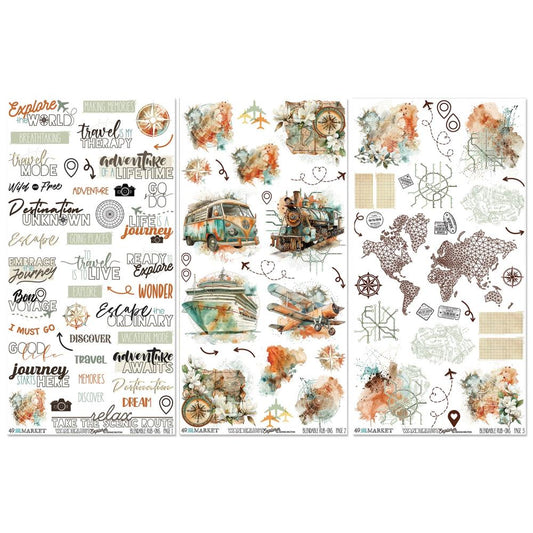 Rub-On Transfer Set 6"X12" Wanderlust Explorer