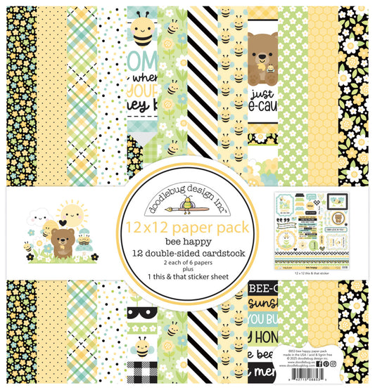 12X12 Paper Pack, Bee Happy