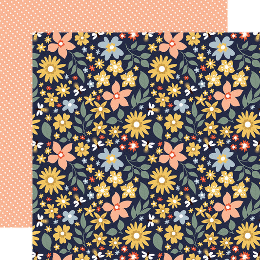 12X12 Patterned Paper, Firefly - Grow And Glow Flowers
