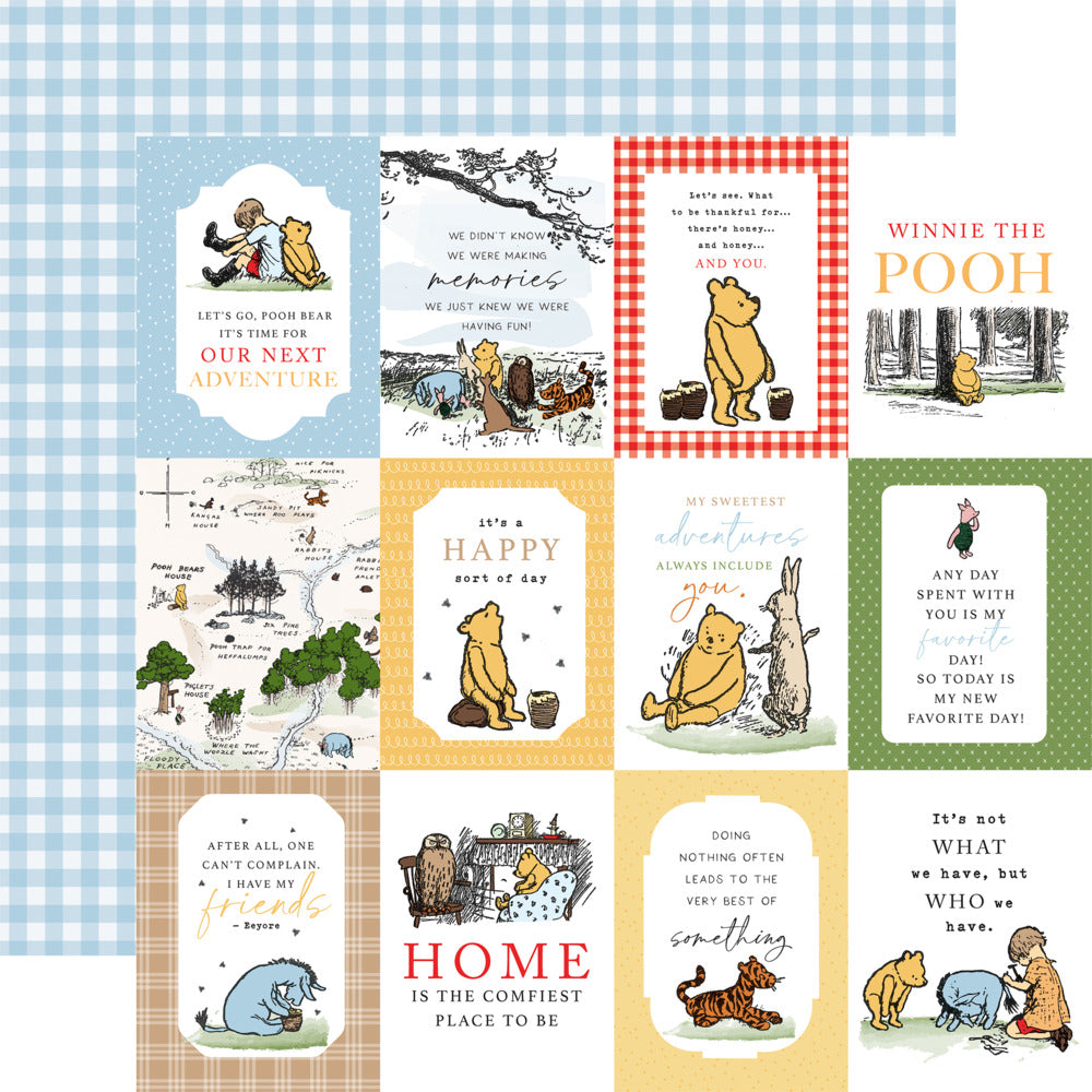 12X12 Patterned Paper, The House at Pooh Corner - 3x4 Journaling Cards