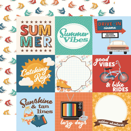 12X12 Patterned Paper, Summer Break - 4x4 Journaling Cards
