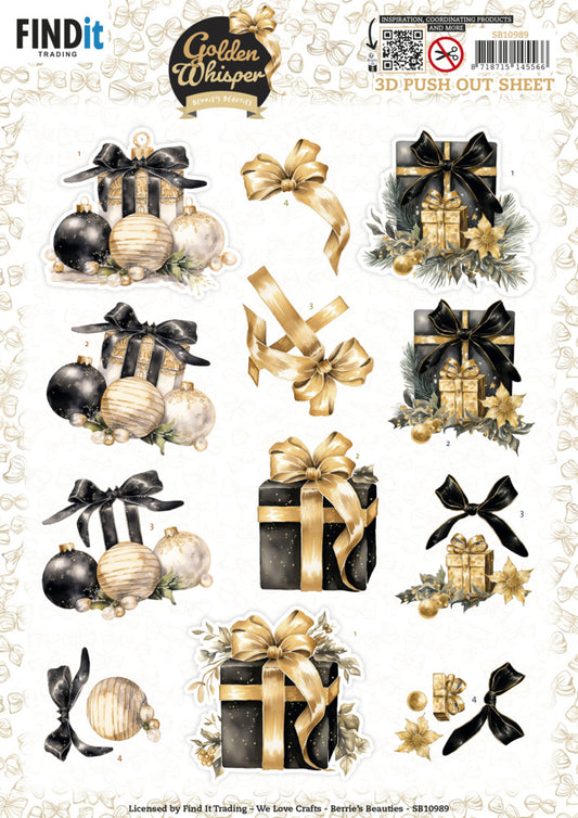 Berries Beauties 3D Push Out Sheet, Golden Whisper - Presents