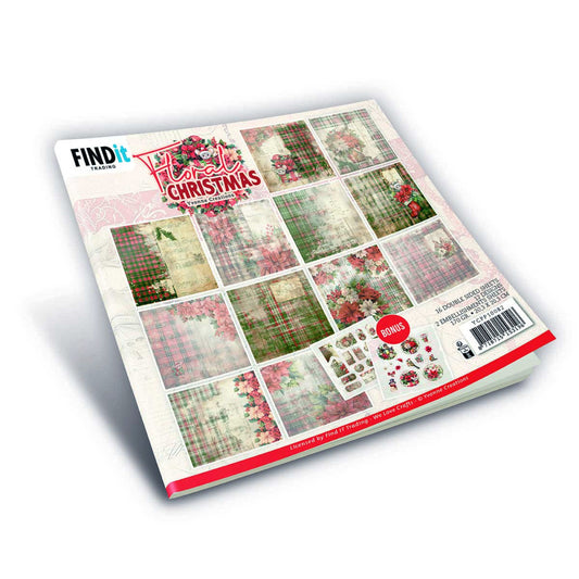 Yvonne Creations 8X8 Paper Pack, Floral Christmas