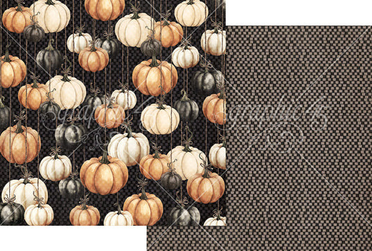 12X12 Patterned Paper, Ghostly Greetings - Hanging Pumpkins