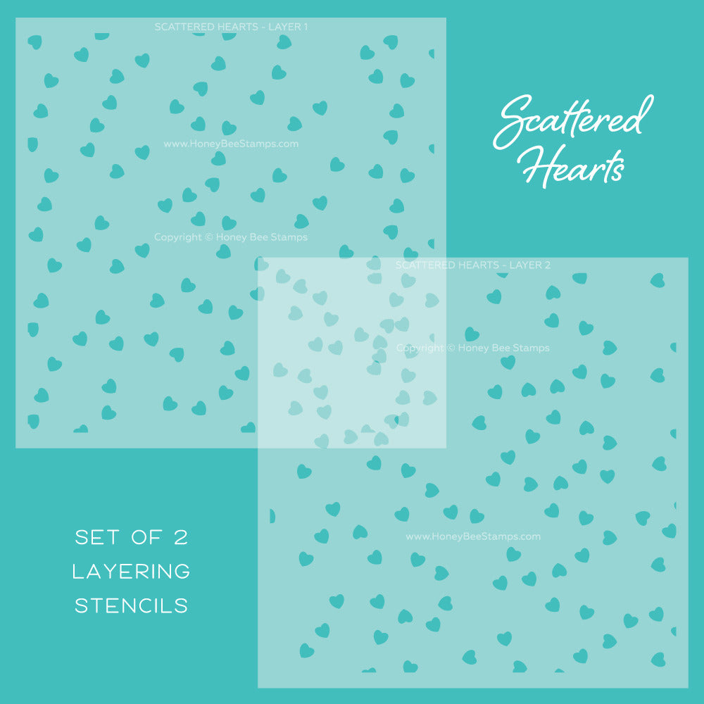 Layering Stencil Set, Scattered Hearts (2pc)