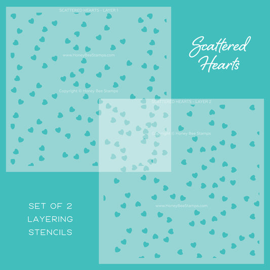 Layering Stencil Set, Scattered Hearts (2pc)