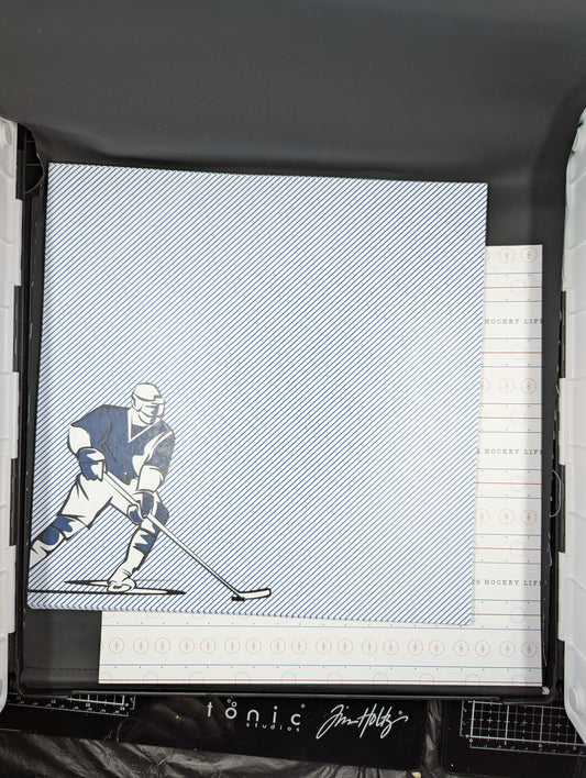 12x12 blue and white hockey player hockey life