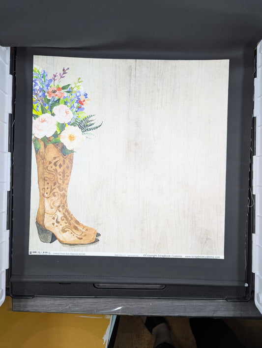 Cowboy flower boot watercolor