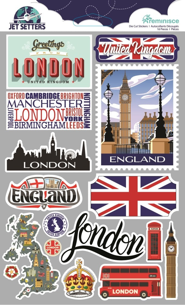 Jet Setters Die Cut Stickers, United Kingdom