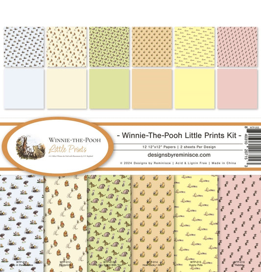 12x12 patterned paper pack WInnie the Pooh little prints kit