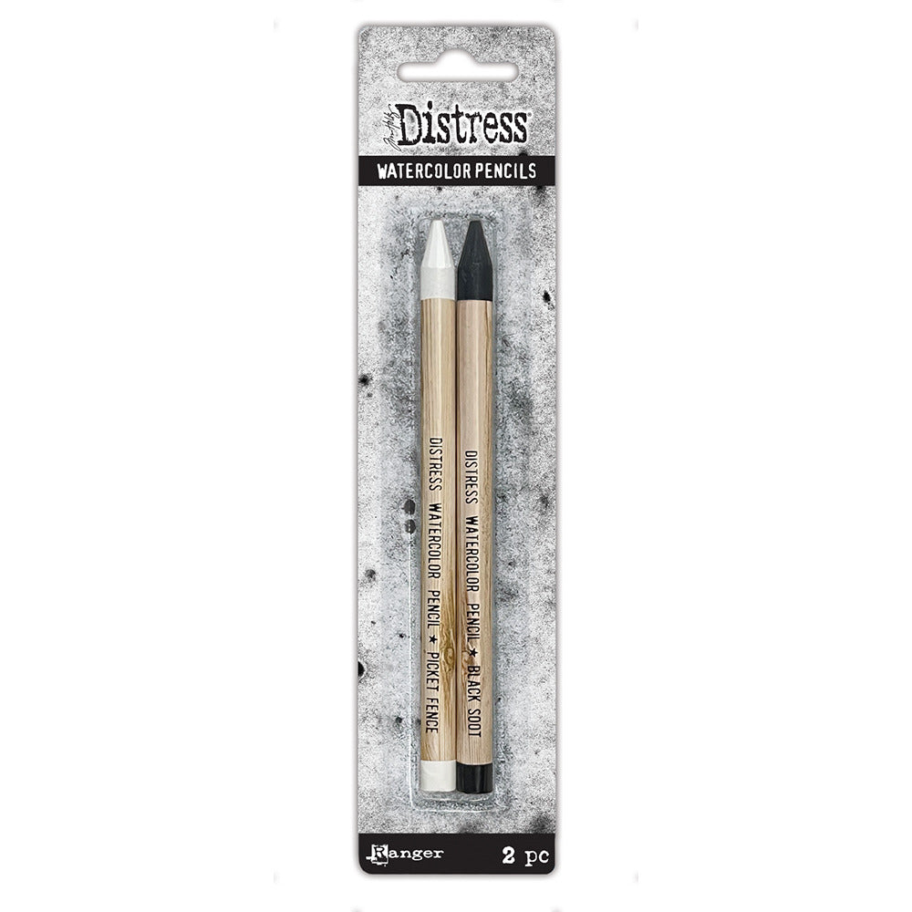 Distress Watercolor Pencil 2 Pack, Picket Fence & Black Soot