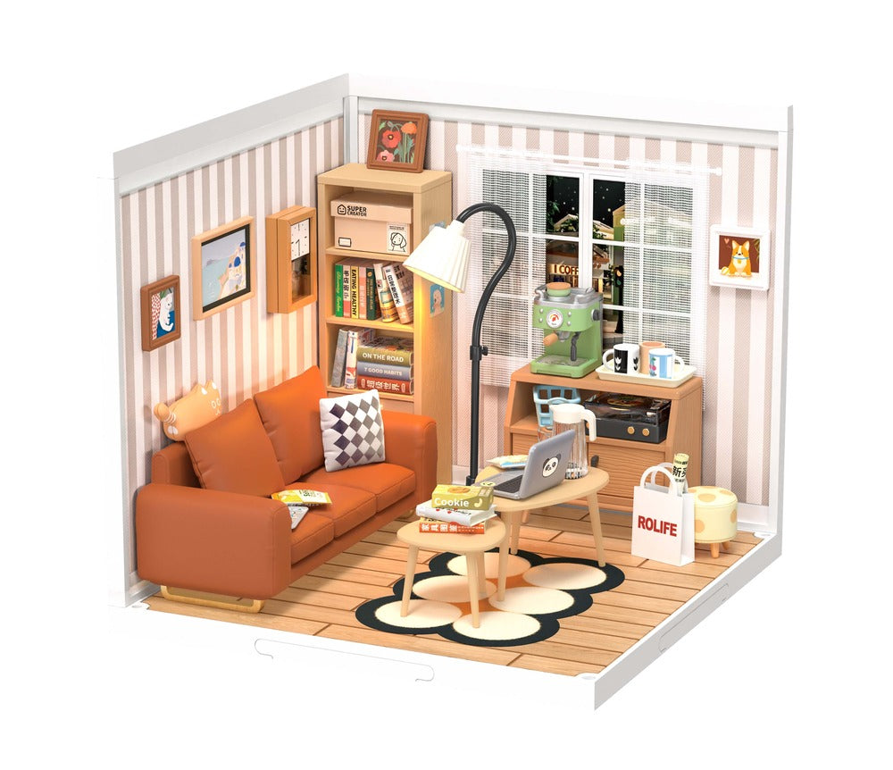 Rolife Super Creator Diy Miniature House Kit Cozy Living Lounge