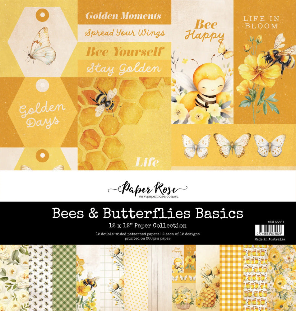 12X12 Paper Collection, Bees & Butterflies Basics