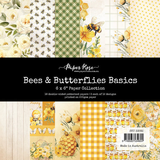 6X6 Paper Collection, Bees & Butterflies Basics