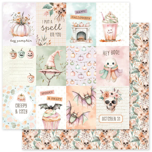 12x12" 12 double-sided patterned papers of the same design 200gsm Made in Australia 12X12 Patterned Paper, Sweet & Spooky A