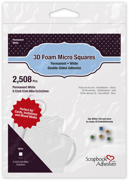 3D Foam Squares, Micro - White