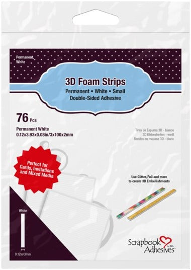 3D Foam Strips, White 2mm