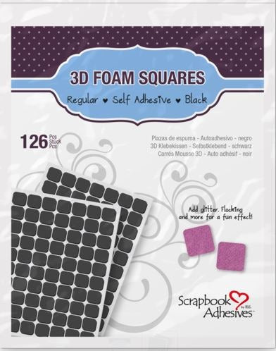 3D Black Mounting Squares, Regular black 126 pc