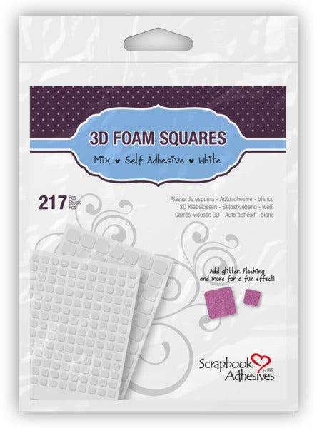 3D Foam Squares, White mix