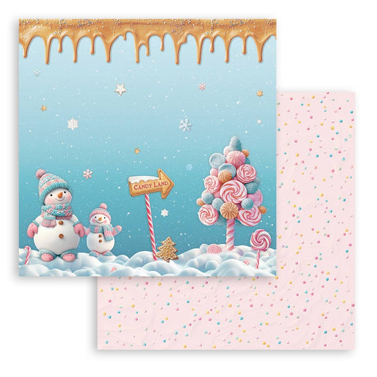 12X12 Patterned Paper, Candy Christmas - Snowmen