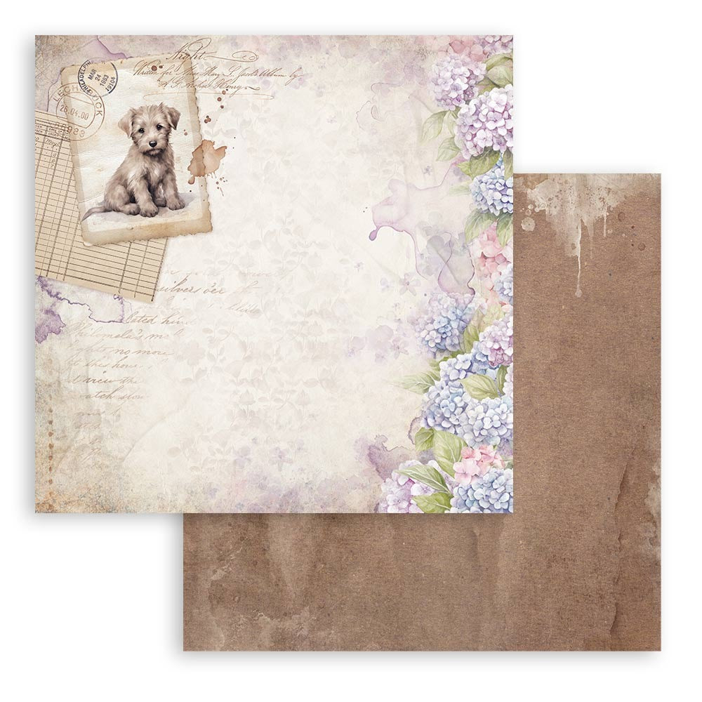 12X12 Patterned Paper, Quiet Days - Dog Postcard