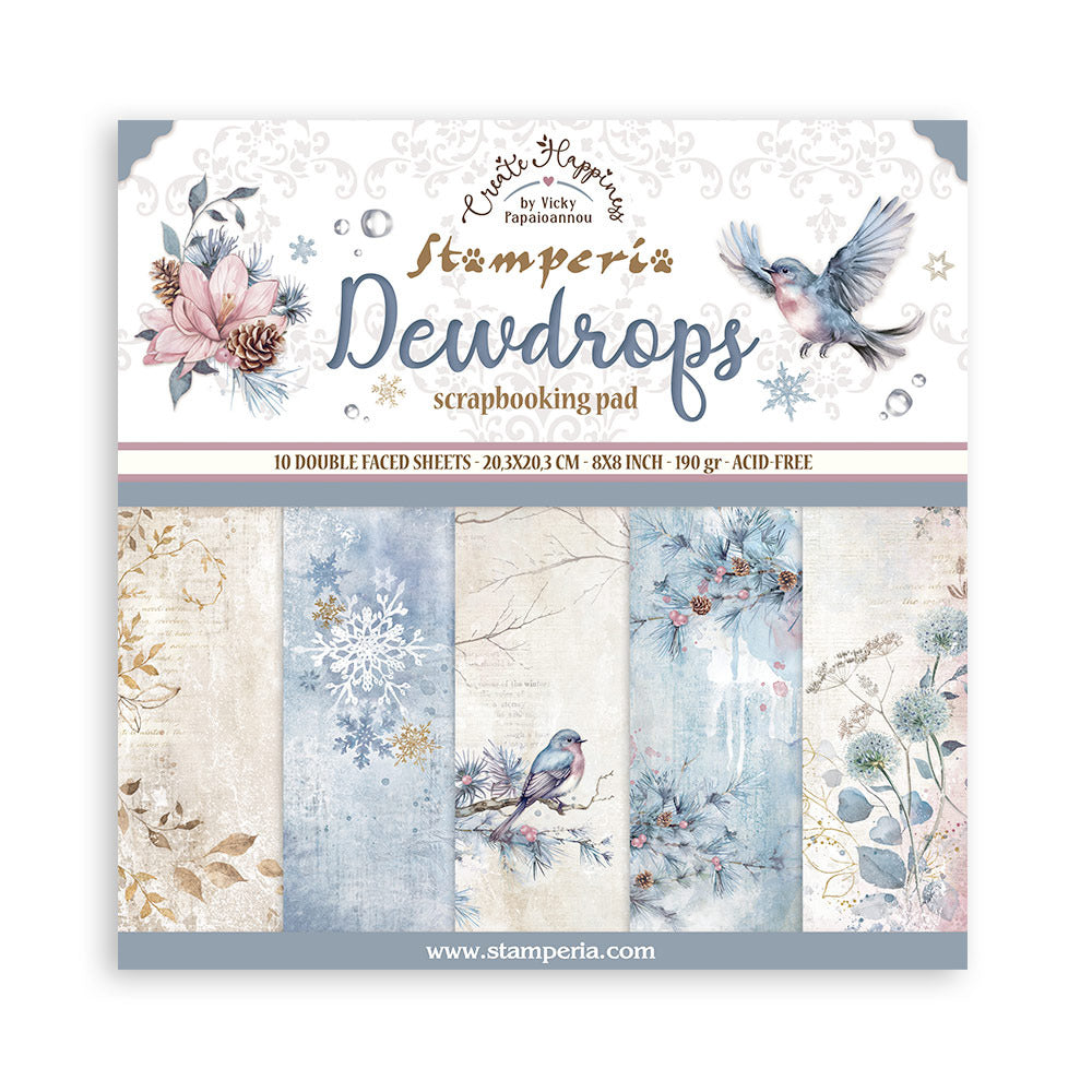 (8"X8") Paper Pad, Create Happiness Dewdrops