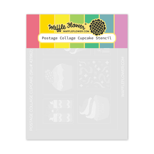 Stencil, Postage Collage Cupcake